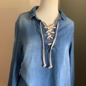 Cloth and stone denim blouse